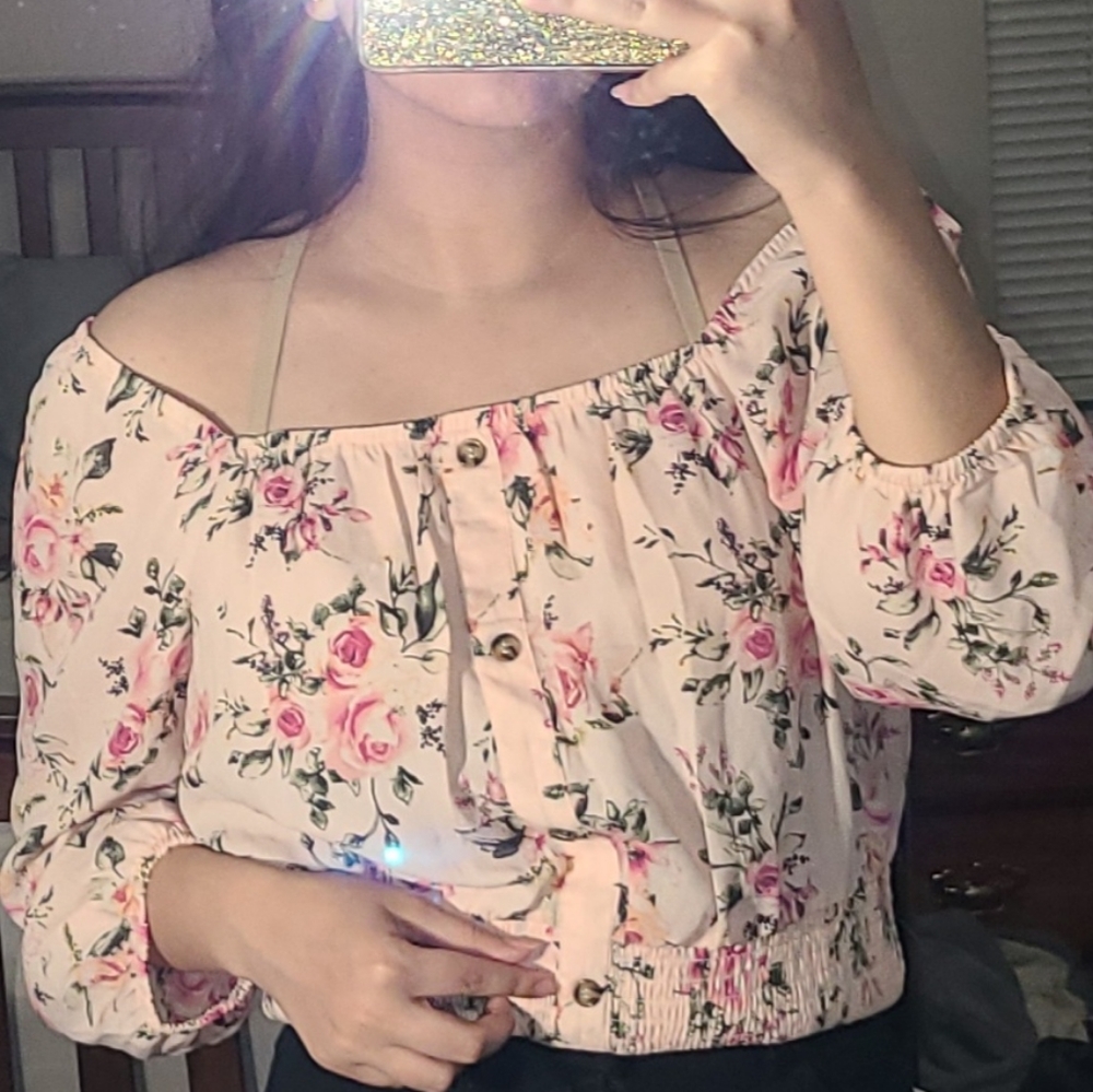 Unused Large pink flowers shirt